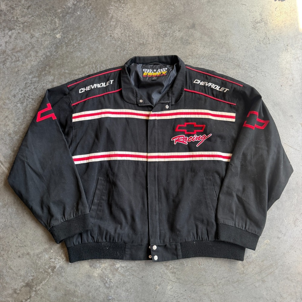 Vintage Essex NASCAR Bomber Jacket Mens 2XL Chevrolet Chevy Racing Embroidered